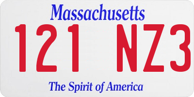 MA license plate 121NZ3