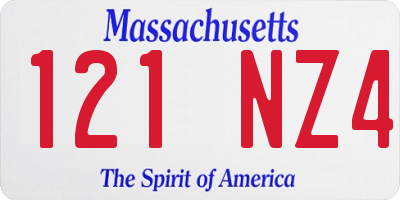 MA license plate 121NZ4