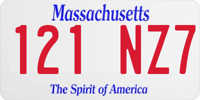 MA license plate 121NZ7