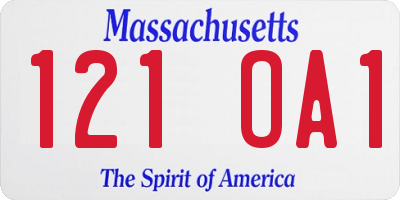 MA license plate 121OA1