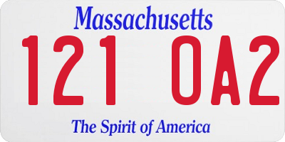 MA license plate 121OA2