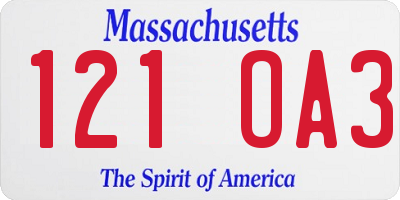 MA license plate 121OA3