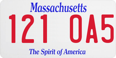 MA license plate 121OA5