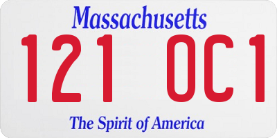 MA license plate 121OC1