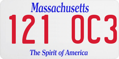 MA license plate 121OC3