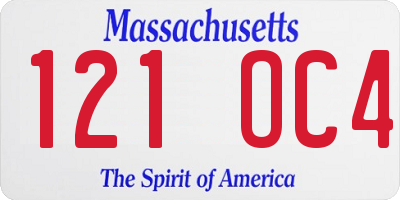 MA license plate 121OC4