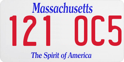 MA license plate 121OC5