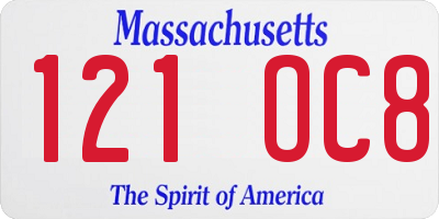 MA license plate 121OC8