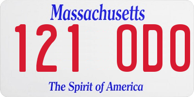 MA license plate 121OD0