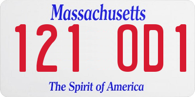MA license plate 121OD1
