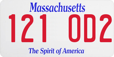 MA license plate 121OD2