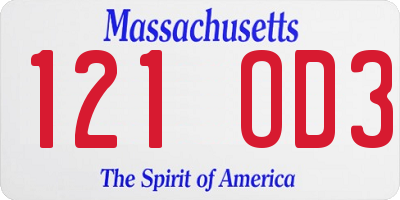 MA license plate 121OD3