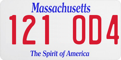 MA license plate 121OD4