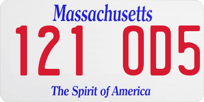 MA license plate 121OD5