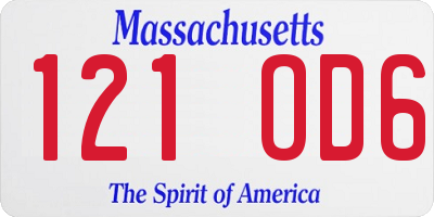 MA license plate 121OD6