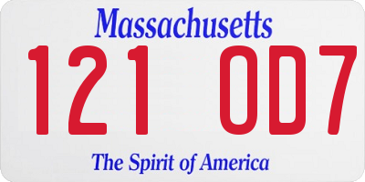 MA license plate 121OD7