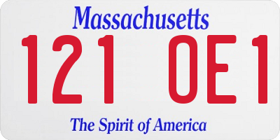 MA license plate 121OE1