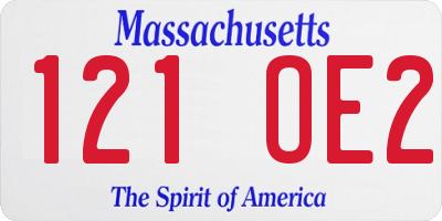 MA license plate 121OE2