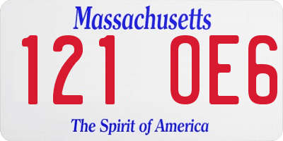 MA license plate 121OE6