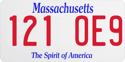 MA license plate 121OE9