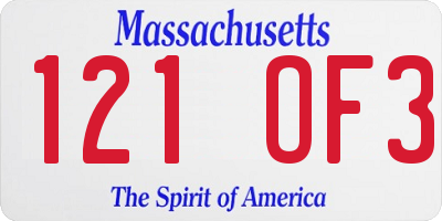 MA license plate 121OF3