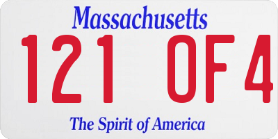 MA license plate 121OF4