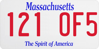 MA license plate 121OF5