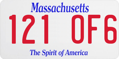 MA license plate 121OF6