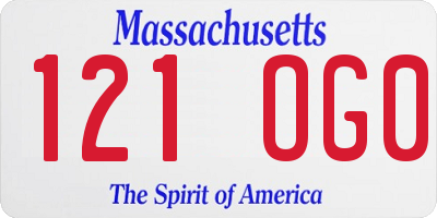 MA license plate 121OG0