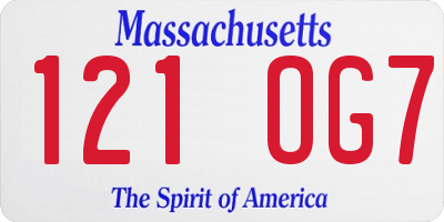 MA license plate 121OG7