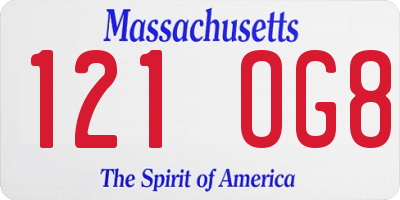 MA license plate 121OG8