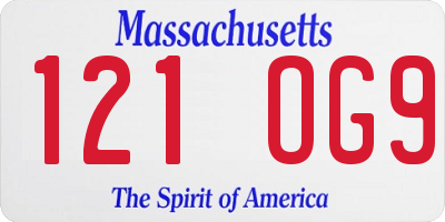 MA license plate 121OG9