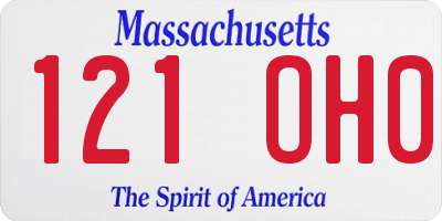 MA license plate 121OH0