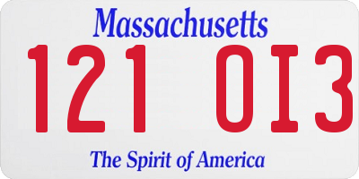 MA license plate 121OI3