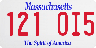 MA license plate 121OI5