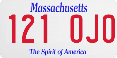 MA license plate 121OJ0