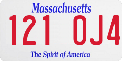MA license plate 121OJ4