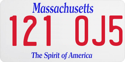 MA license plate 121OJ5