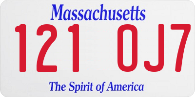 MA license plate 121OJ7