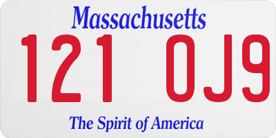 MA license plate 121OJ9