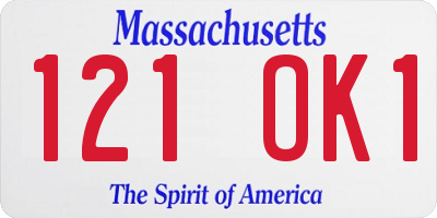 MA license plate 121OK1