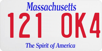 MA license plate 121OK4