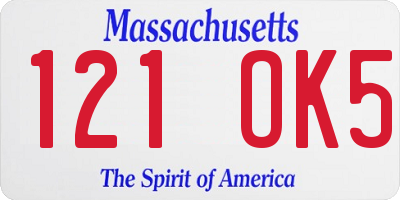 MA license plate 121OK5