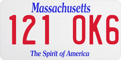 MA license plate 121OK6