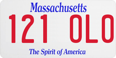 MA license plate 121OL0