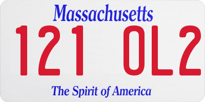 MA license plate 121OL2