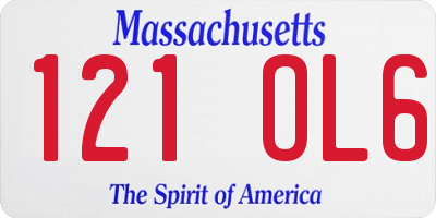 MA license plate 121OL6