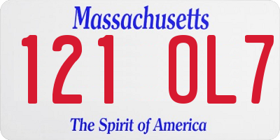 MA license plate 121OL7