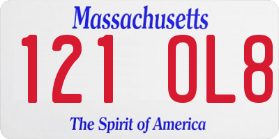 MA license plate 121OL8