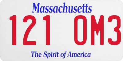 MA license plate 121OM3